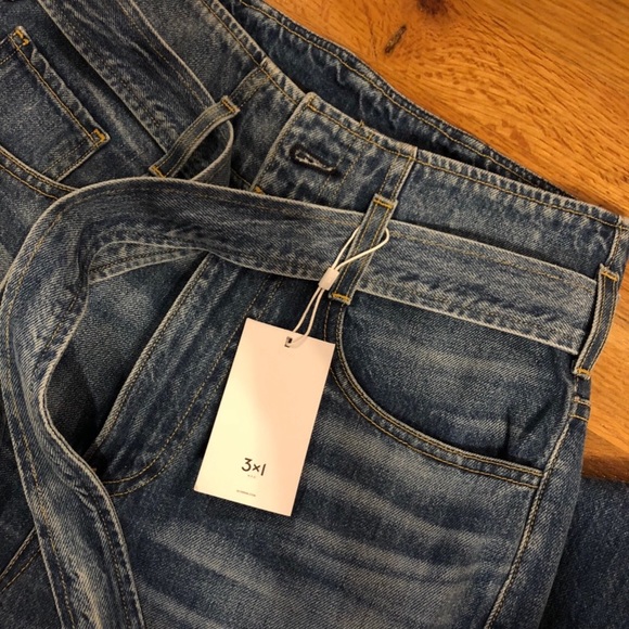 NWT 3x1 Paperbag Wide Leg High Waist Belted Jeans - Picture 2 of 4